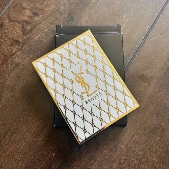YSL Beaute Compact with Gold and White Design